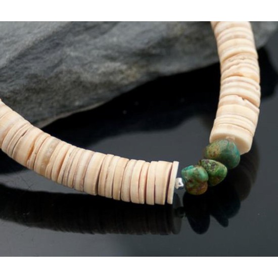 Certified Authentic Navajo Native .925 Sterling Silver Graduated Heishi, Turquoise Native American Necklace 390579512790