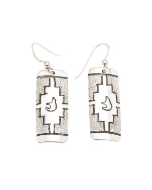 Bear .925 Sterling Silver Certified Authentic Handmade Navajo Native American Earrings 18312-2