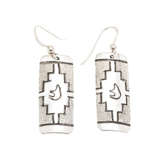 Bear .925 Sterling Silver Certified Authentic Handmade Navajo Native American Earrings 18312-2