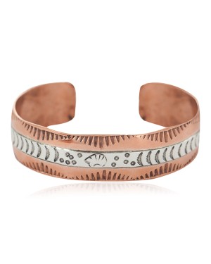 Bear Certified Authentic .925 Sterling Silver Mountain Handmade Navajo Native American Pure Copper Bracelet 24497-14