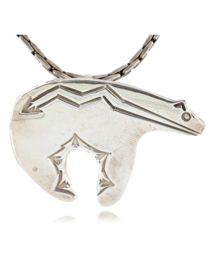Bear Certified Authentic Navajo .925 Sterling Pin and Pendant Native American Necklace 24268-102261