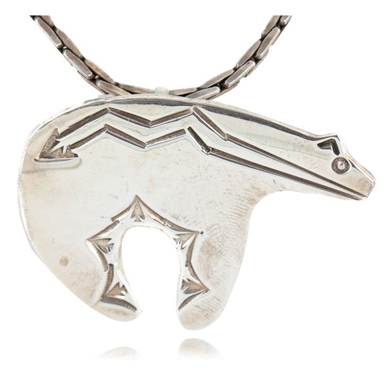 Bear Certified Authentic Navajo .925 Sterling Pin and Pendant Native American Necklace 24268-102261