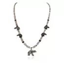 Bear Navajo .925 Sterling Silver Natural Hematite Graduated Heishi Turquoise Jasper Native American Necklace 16049-2
