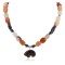 Bear Certified Authentic Navajo .925 Sterling Silver Natural Turquoise Carnelian Red Jasper Hematite Native American Necklace 750198-5