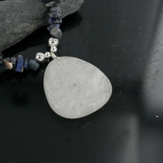 Bear Fetish $290 Certified Authentic Navajo .925 Sterling Silver Natural Lapis Agate Turquoise Native American Necklace 18108-37