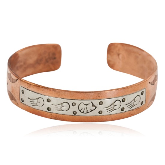 Bear Handmade Certified Authentic Navajo Pure .925 Sterling Silver and Copper Native American Bracelet 12762-74