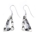 Bear Paw .925 Sterling Silver Certified Authentic Handmade Navajo Native American Dangle Earrings 27261-1