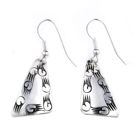 Bear Paw .925 Sterling Silver Certified Authentic Handmade Navajo Native American Dangle Earrings 27261-1 Bear Paw .925 Sterling Silver Certified Authentic Handmade Navajo Native American Dangle Earrings 27261-1