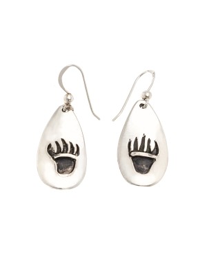 Bear Paw .925 Sterling Silver Certified Authentic Handmade Navajo Native American Earrings 18311