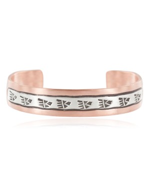 Bear Paw .925 Sterling Silver Navajo Handmade Certified Authentic Pure Copper Native American Bracelet 13015-4