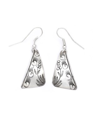 Bear Paw Flower .925 Starling Silver Certified Authentic Handmade Navajo Native American Earrings  27261-6