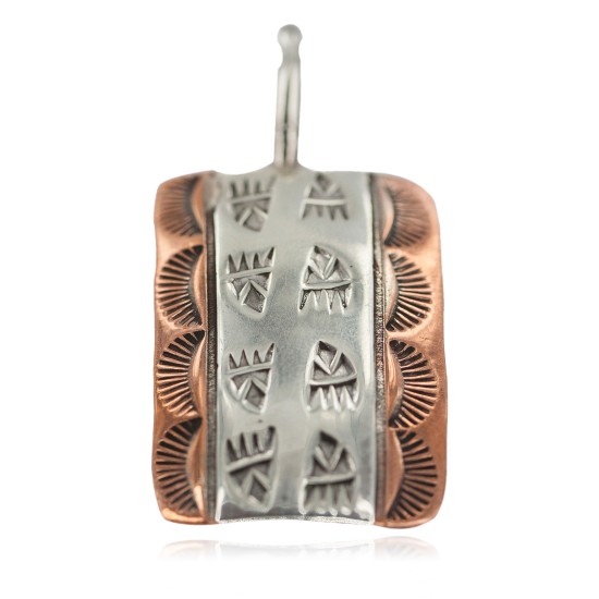 Bear Paw Handmade Certified Authentic Navajo Pure .925 Sterling Silver Native American Copper Pendant 94003-2