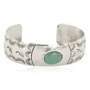 Bear Paw Handmade Navajo Nickel Natural Turquoise Native American Bracelet 13034-4