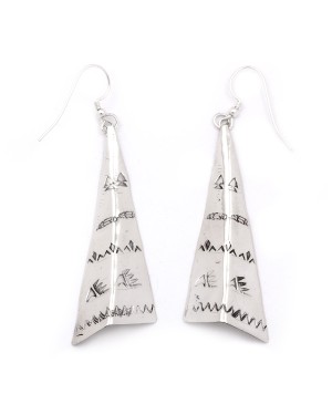 Bear Paw Mountain Feather Arrow .925 Starling Silver Certified Authentic Handmade Navajo Native American Earrings  27265-8