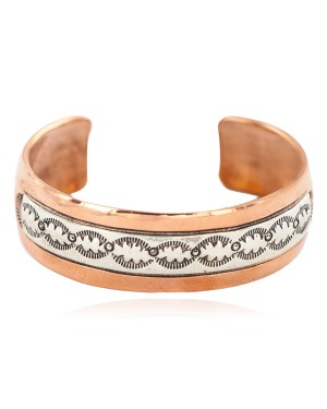 Bear paw Navajo .925 Sterling Silver Certified Authentic Handmade Native American Pure Copper Bracelet  13098-1