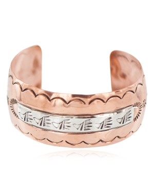 Bear Paw Navajo .925 Sterling Silver Certified Authentic Handmade Native American Pure Copper Bracelet 92006-4
