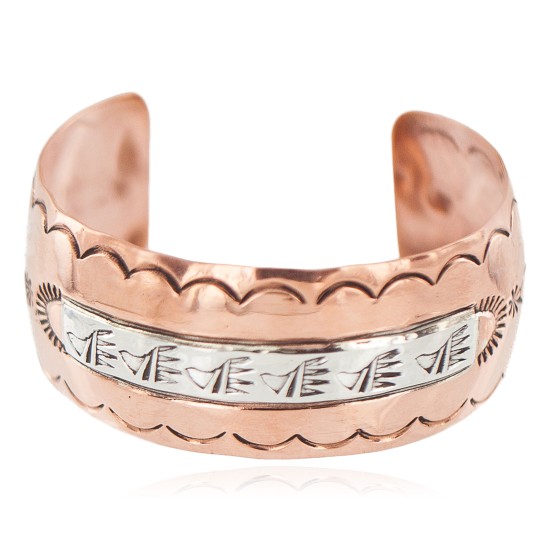 Bear Paw Navajo .925 Sterling Silver Certified Authentic Handmade Native American Pure Copper Bracelet 92006-4