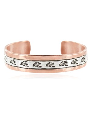 Bear paw Navajo .925 Sterling Silver Handmade Certified Authentic Pure Copper Native American Bracelet 18128-3