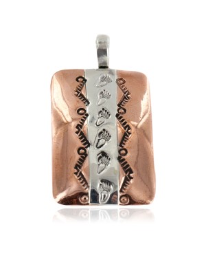 Bear Paw Navajo .925 Sterling Silver Handmade Certified Authentic Pure Copper Native American Pendant 17055-3