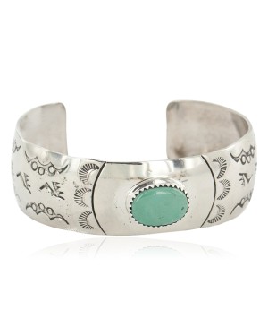 Bear Paw Navajo Handmade Nickel Certified Authentic Natural Turquoise Native American Bracelet 13034-5