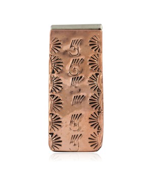 Bear Paw Sun Navajo Certified Authentic Handmade Pure Copper Native American Nickel Money Clip 11267-7