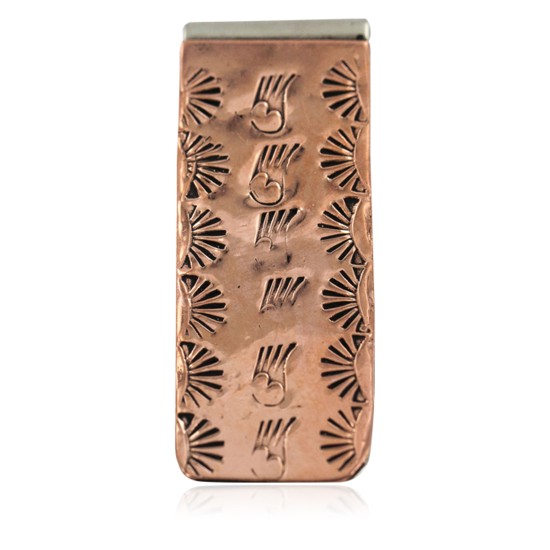 Bear Paw Sun Navajo Certified Authentic Handmade Pure Copper Native American Nickel Money Clip 11267-7