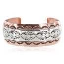 Bearpaw Navajo .925 Sterling Silver Handmade Pure Copper Native American Bracelet 13017