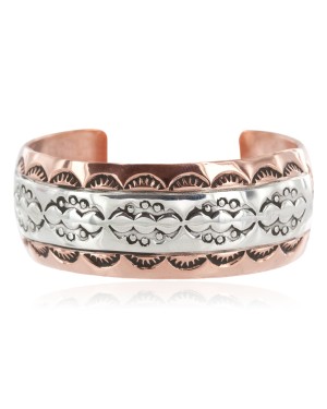 Bearpaw Navajo .925 Sterling Silver Handmade Certified Authentic Pure Copper Native American Bracelet  13017