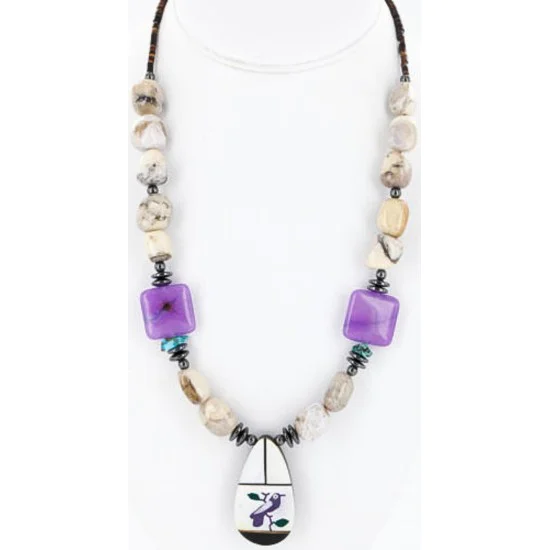 Bird Navajo .925 Sterling Silver Agate and Turquoise Native American Necklace 15880-4 Bird Navajo .925 Sterling Silver Agate and Turquoise Native American Necklace 15880-4