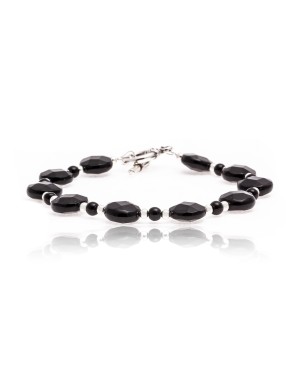 Black Onyx Nickel Certified Authentic Navajo Native American Link Bracelet 12928-2
