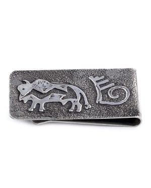 Buffalo .925 Sterling Silver Ray Begay Certified Authentic Handmade Navajo Native American Money Clip  13194-19
