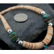 Carved BEAR Fetish Certified Authentic Navajo .925 Sterling Silver Graduated Melon Shell and Turquoise Native American Necklace 390618962024