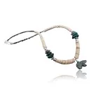 Carved Bear Navajo .925 Sterling Silver Graduated Melon Shell and Turquoise Native American Necklace 390619444165