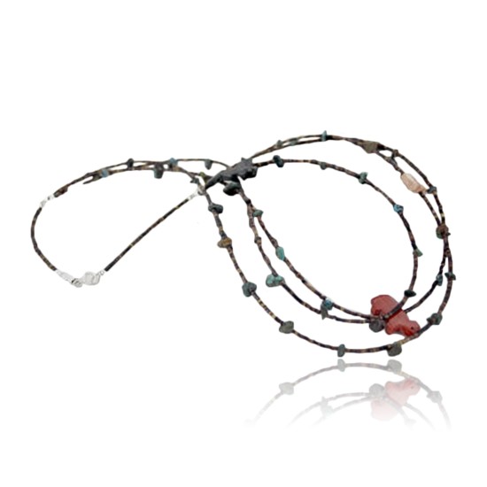 Carved Fetish $400 Certified Authentic 3 Strand Navajo .925 Sterling Silver Turquoise Native American Necklace 1530-31