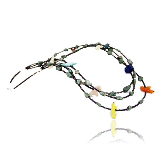Carved Fetish $430 Certified Authentic 3 Strand Navajo .925 Sterling Silver Turquoise Native American Necklace 15585-22