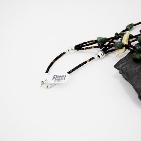 Carved Fetish $430 Certified Authentic 3 Strand Navajo .925 Sterling Silver Turquoise Native American Necklace 15585-22