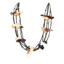 Carved Fetish $500 Large Certified Authentic 5 Strand Navajo .925 Sterling Silver Natural Turquoise Multicolor Stones Native American Necklace 15992-1