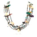 Carved Fetish $500 Large Certified Authentic 5 Strand Navajo .925 Sterling Silver Turquoise Multicolor Stones Native American Necklace 15992-4