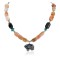 Carved Fetish Bear .925 Sterling Silver Certified Authentic Navajo Natural Turquoise Black Onyx Snowflake Obsidian Carnelian Native American Necklace 18234-4