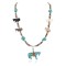 Carved Fetish Horse .925 Sterling Silver Certified Authentic Navajo Natural Jasper Bone Graduated Melon Shell Native American Necklace 18266