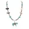 Carved Animal Horse .925 Sterling Silver Navajo Natural Jasper Bone Graduated Melon Shell Native American Necklace 18266