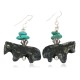 Carved Fetish Horse .925 Sterling Silver Hooks Certified Authentic Navajo Natural Turquoise Jasper Native American Earrings 18268