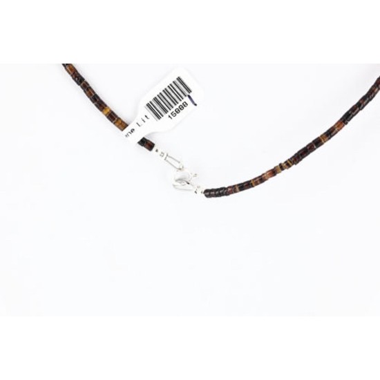 Certified Authentic Navajo .925 Sterling Silver Turquoise Tigers Eye Native American Necklace 15888-1