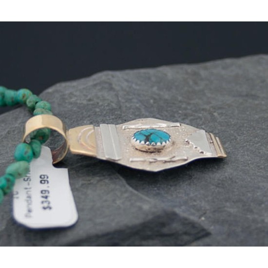 Certified Authentic 12kt Gold Filled .925 Sterling Silver Handmade Mountain Turquoise Native American Necklace 370876018093