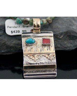 Certified Authentic 12kt Gold Filled and .925 Sterling Silver Handmade Mountain Coral and Turquoise Native American Necklace 370922097988