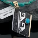 12kt Gold Filled and .925 Sterling Silver Handmade Mountain Turquoise Native American Necklace 370875789956