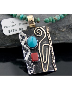 Certified Authentic 12kt Gold Filled and .925 Sterling Silver Handmade Mountain Turquoise Native American Necklace 370876453350