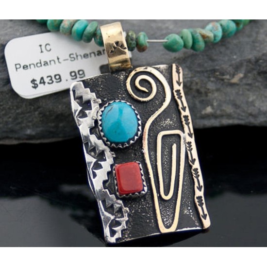 Certified Authentic 12kt Gold Filled and .925 Sterling Silver Handmade Mountain Turquoise Native American Necklace 370876453350