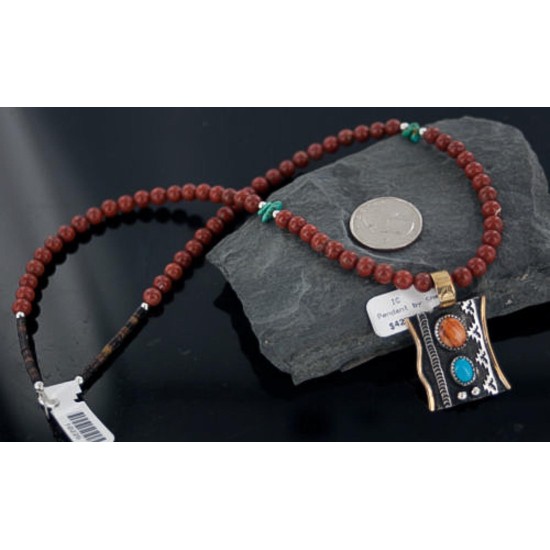 Certified Authentic 12kt Gold Filled and.925 Sterling Silver Handmade Mountain Turquoise Native American Necklace 370890591115