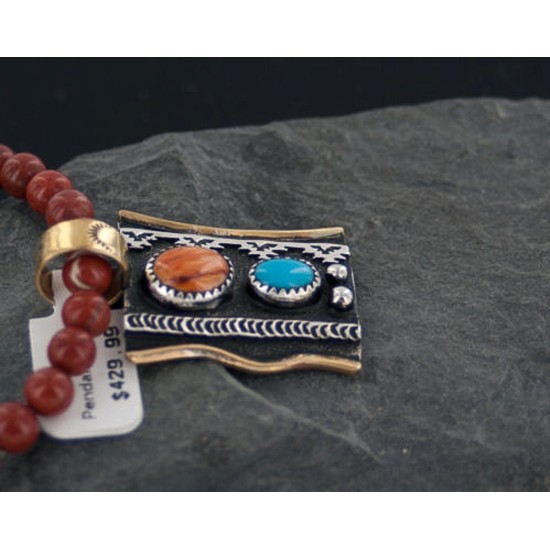 Certified Authentic 12kt Gold Filled and.925 Sterling Silver Handmade Mountain Turquoise Native American Necklace 370890591115